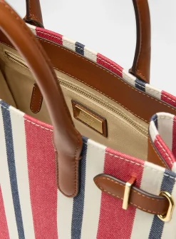 Devyn striped square tote bag