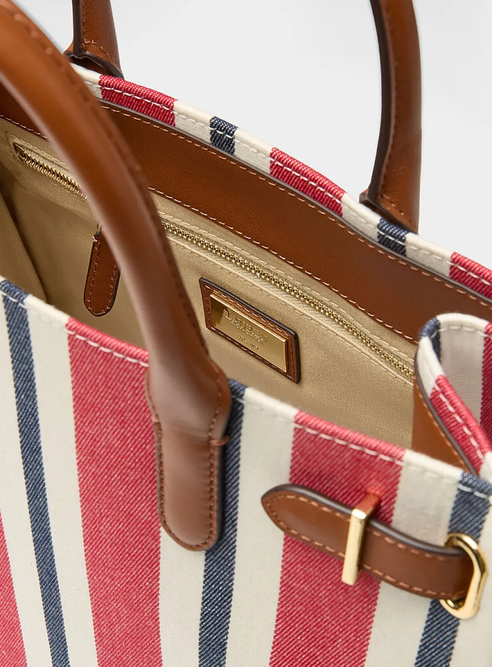 Devyn striped square tote bag