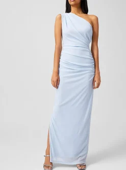 Diagonally draped fitted dress