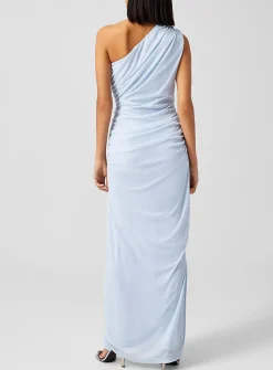 Diagonally draped fitted dress