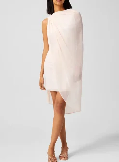 Diagonally draped fitted dress