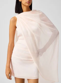 Diagonally draped fitted dress
