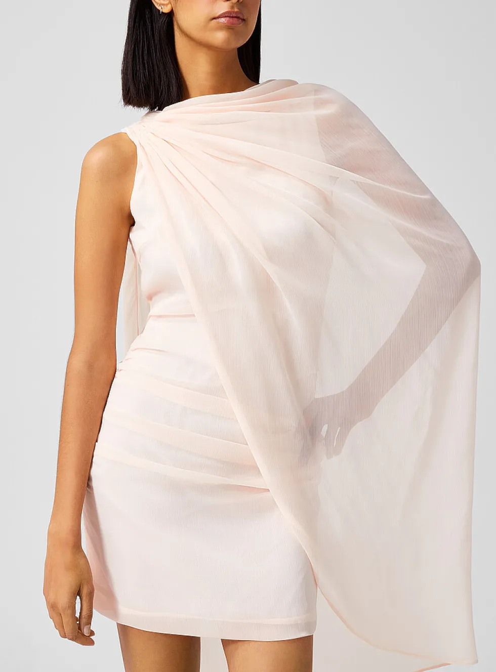 Diagonally draped fitted dress