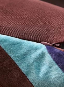 Diagonal-stripe velvet cushion