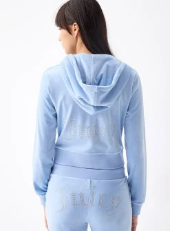 Diamond logo zippered hood sweatshirt