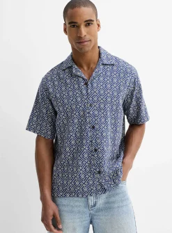 Diamond mosaic camp shirt
