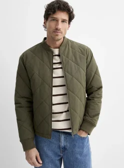 Diamond quilted bomber jacket