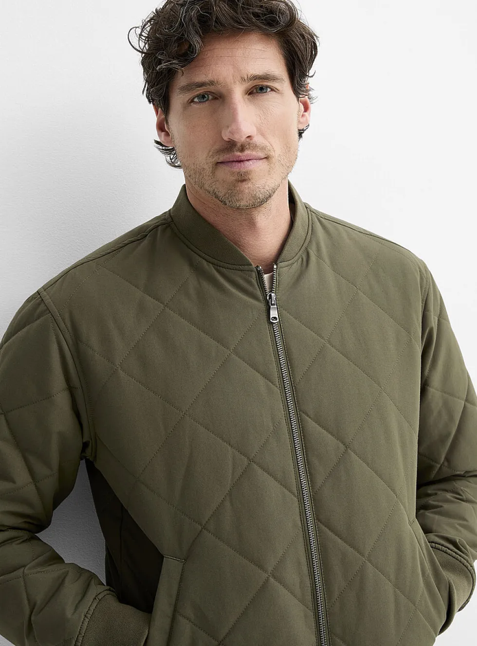 Diamond quilted bomber jacket