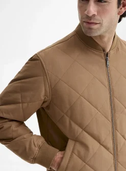 Diamond quilted bomber jacket