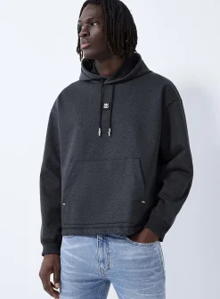 Dineo metallic-logo charcoal hoodie