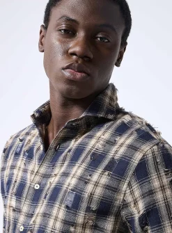 Distressed check shirt
