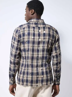 Distressed check shirt