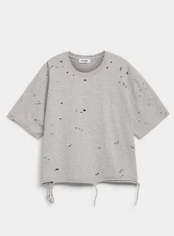 Distressed cropped T-shirt