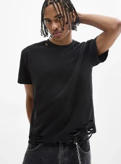 Distressed solid T-shirt