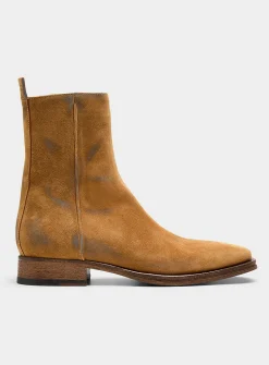 Distressed suede Chelsea boots