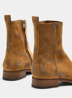 Distressed suede Chelsea boots