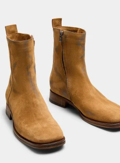 Distressed suede Chelsea boots