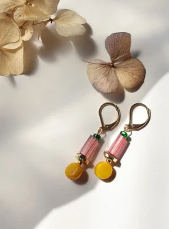 Diya glass beads earrings