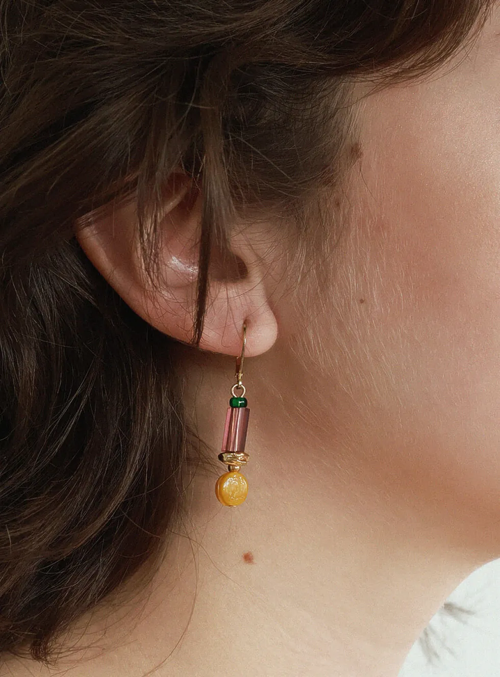 Diya glass beads earrings