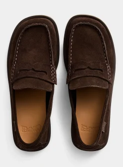 Don brown suede penny loafers