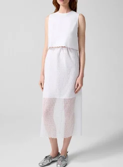 Donna embroidered-flower organza skirt