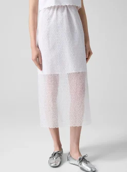 Donna embroidered-flower organza skirt