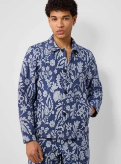 Dotwork floral jacquard overshirt