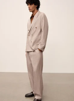 Double-breasted linen and wool blazer