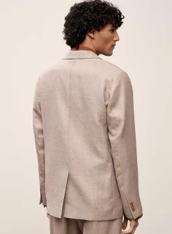 Double-breasted linen and wool blazer