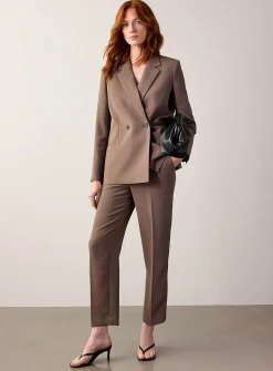 Double-breasted textured crepe blazer
