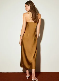 Double-face satin long slip dress