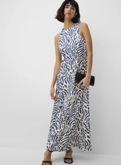 Double-face satin maxi sleeveless dress