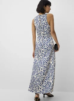 Double-face satin maxi sleeveless dress