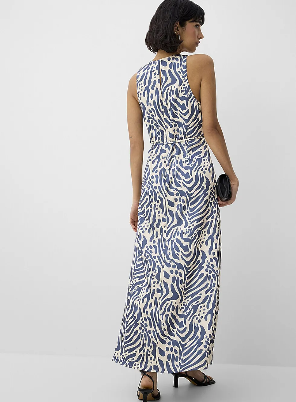 Double-face satin maxi sleeveless dress