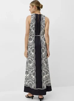 Double-face satin maxi sleeveless dress