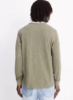 Double-faced jersey Henley T-shirt