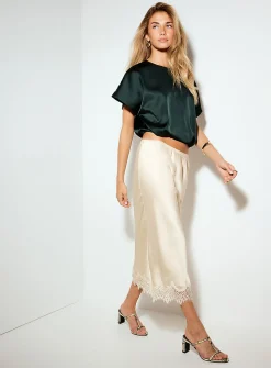 Double-faced satin cropped blouse
