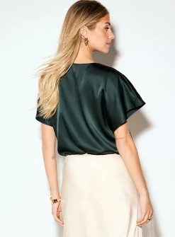 Double-faced satin cropped blouse