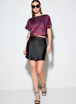 Double-faced satin cropped blouse