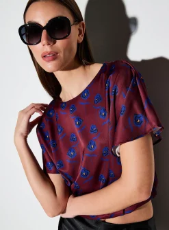 Double-faced satin cropped blouse