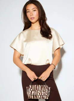 Double-faced satin cropped blouse