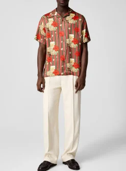 Double-pleated ecru pant