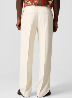 Double-pleated ecru pant