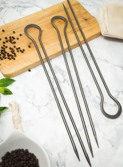 Double-prong barbecue skewers
