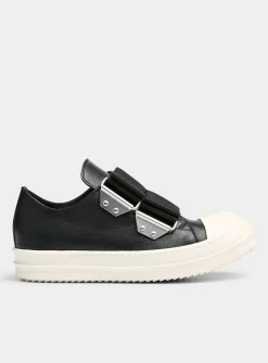 Double-strap low-top leather sneakers
