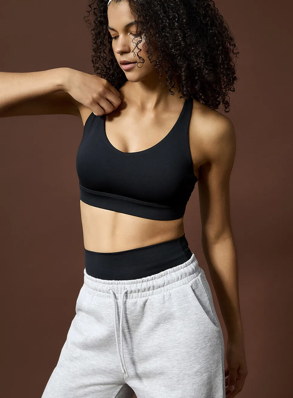 Double-strap V-neck sports bra