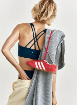 Double-strap V-neck sports bra