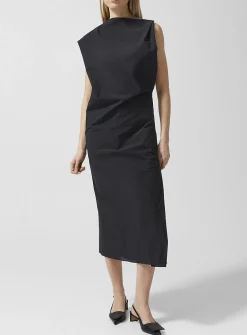 Drap draped poplin dress