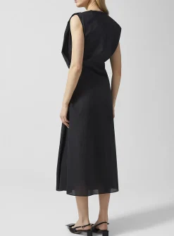 Drap draped poplin dress