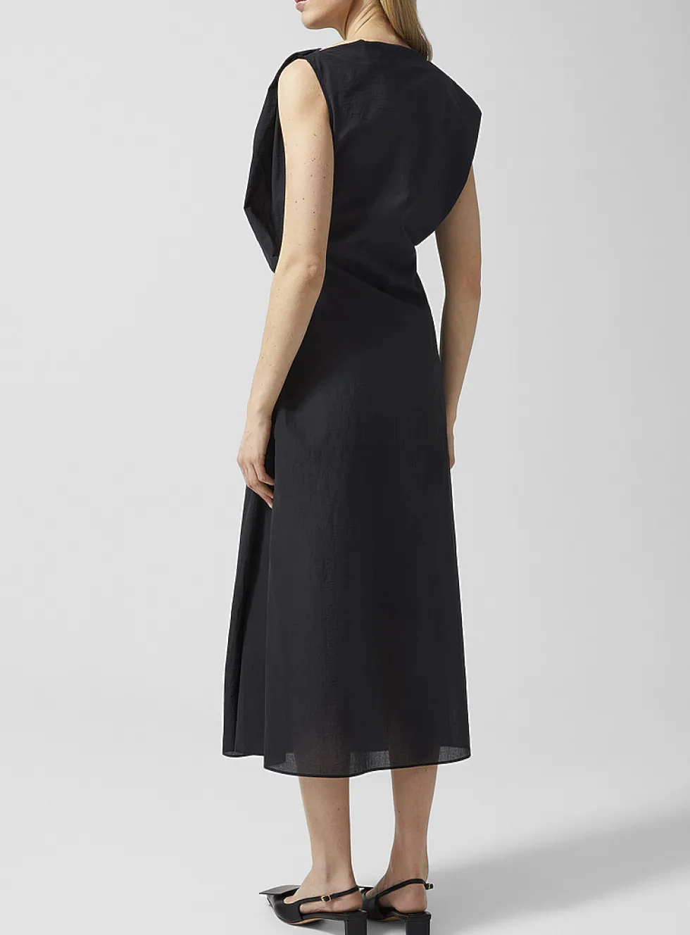 Drap draped poplin dress